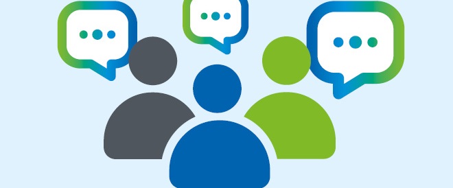 People with speech bubbles graphic