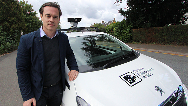 Councillor Blake Pain with the camera enforcement vehicle