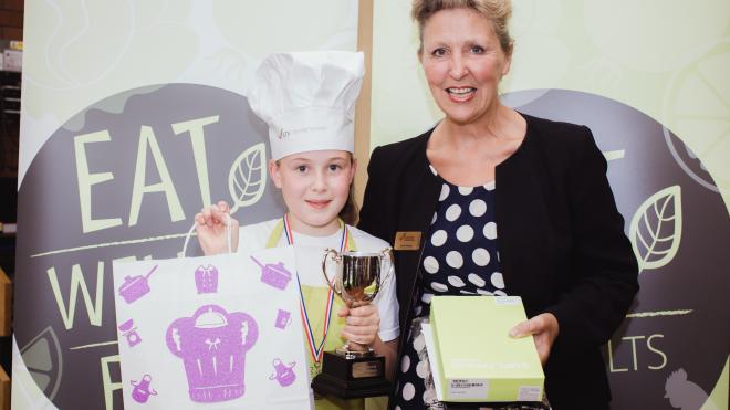 Isabella Rackham-Sayer, pictured with Jackie Manship, impressed judges with her two course menu Isabella Rackham-Sayer was crowned Junior Chef of the Year 2018