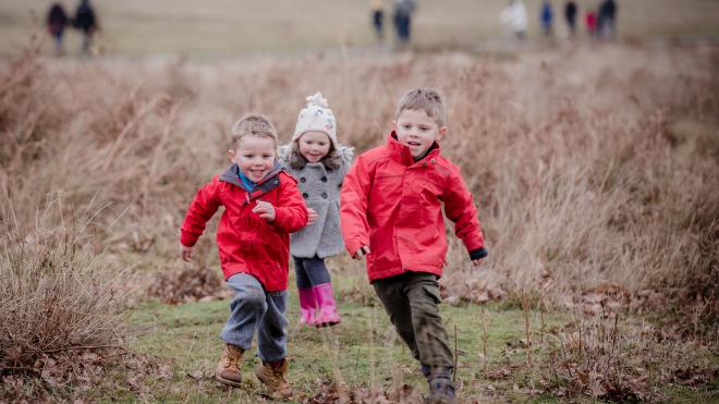 Young children running
