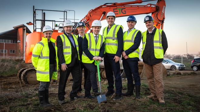 A ground-breaking ceremony took place at Airfield Business Park to celebrate works starting on a multi-million pound scheme Building work has started at Airfield Business Park which is set to create hundreds of jobs