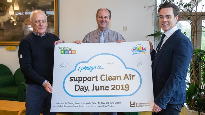 Councillors and pledge board for Clean Air Day