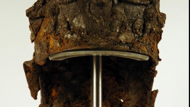 The Hallaton Helmet from the Treasure at Harborough Museum photo of ancient helmet