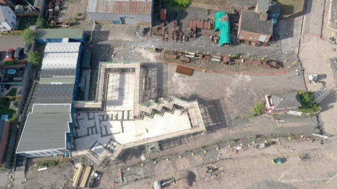 Aerial shot of cafe being built at Snibston Aerial shot of cafe being built at Snibston