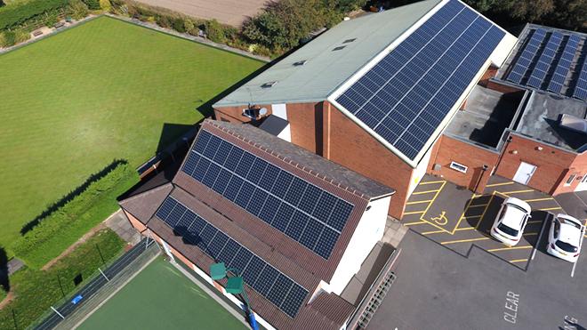 Solar panels on a building in Desford