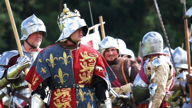 Re-enactor poses as Richard III at Bosworth Medieval Festival