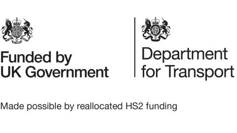 Funded by UK Government and Department for Transport logos. Network North Funding made possible by reallocated HS2 funding.