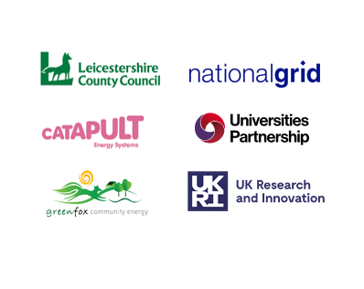 Collaborate to Accelerate Net zero logos - Leicestershire County Council, National Grid, Catapult Energy Systems, Universities partnership, Green Fox, UK Research and Innovation 