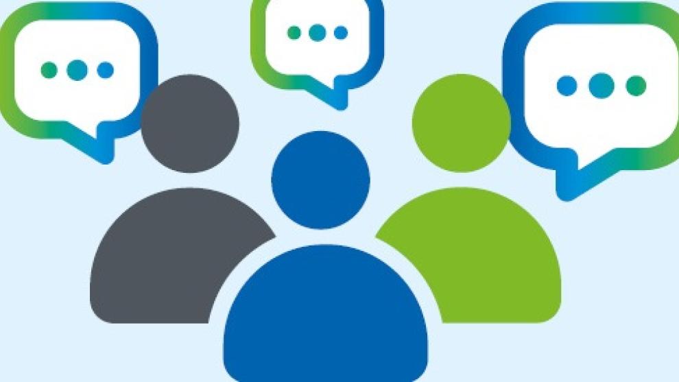 People with speech bubbles graphic