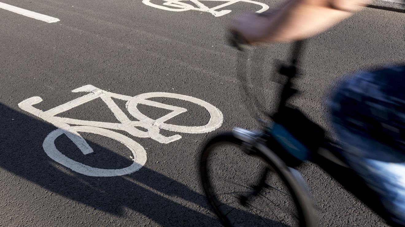 Cyclist on a cycle path