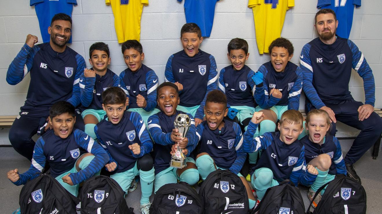 Stoneygate Lions FC with their Fostering Leicestershire-branded kit Stoneygate Lions FC with their Fostering Leicestershire-branded kit
