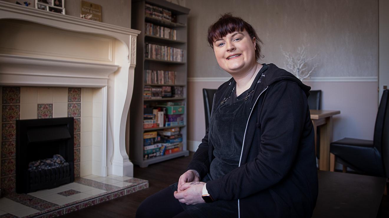 livvy-supported-living Livvy sitting in her supported living accommodation