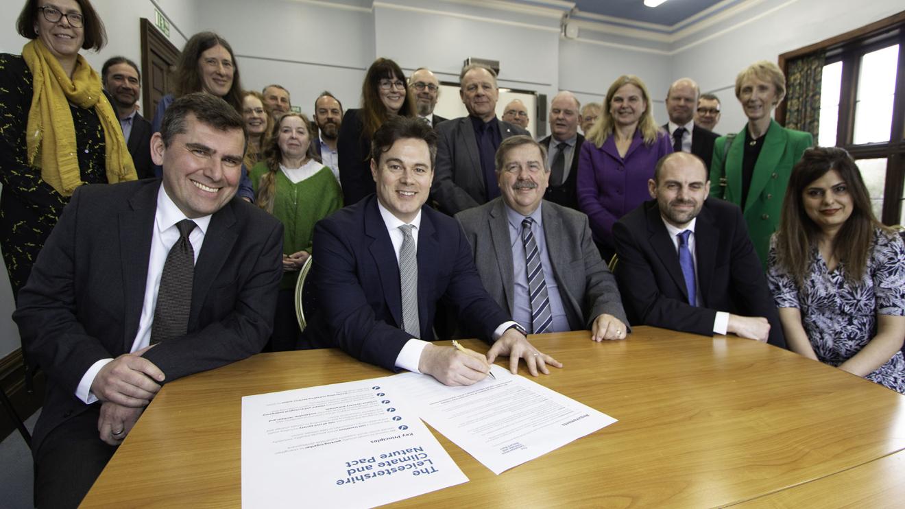 Councillor Blake Pain and other signatories at the launch of the Climate & Nature Pact