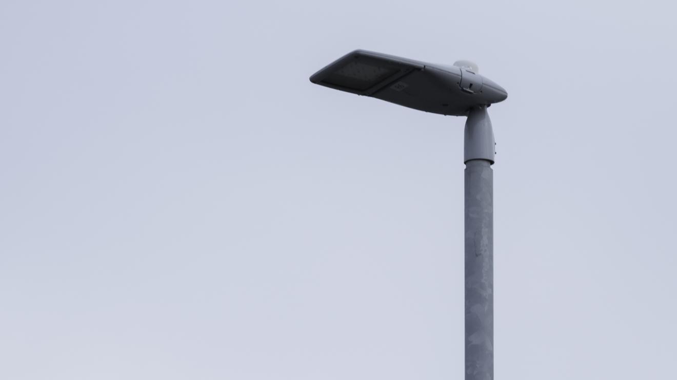A street lamp lit by LED