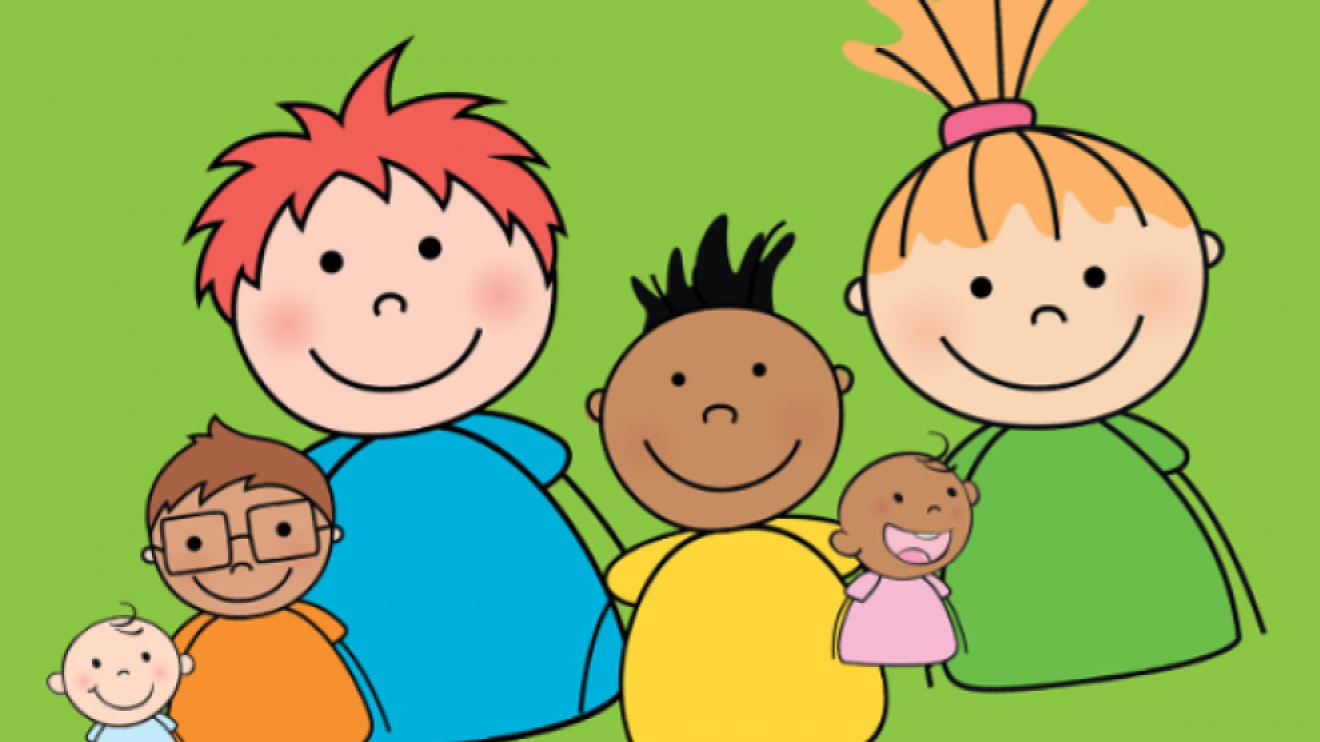 Hand drawn animation of seven children, different ages and ethnicities 