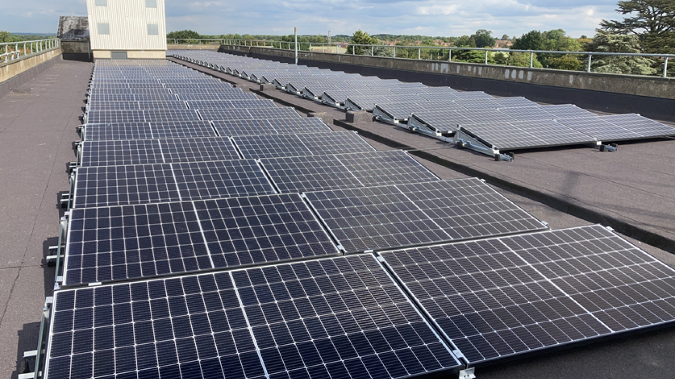 Solar panels on roof