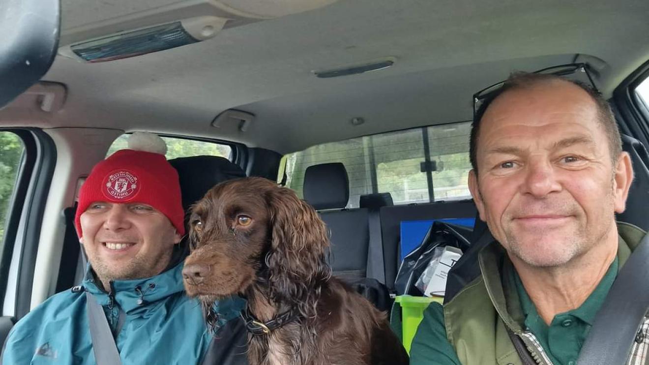 Country parks volunteer Paul Tunnicliffe (left) with senior ranger David Luther (right) Country parks volunteer Paul Tunnicliffe, a dog and senior ranger David Luther in a car