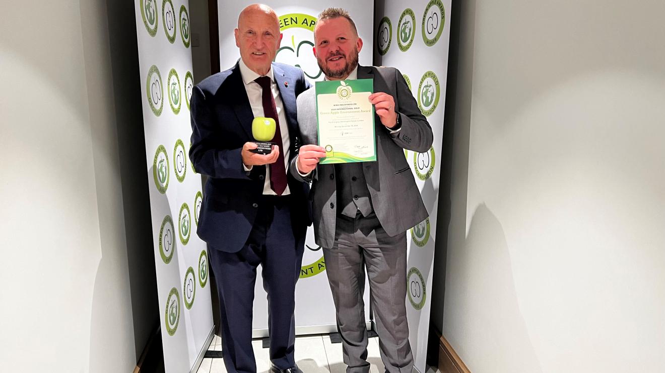 Councillor Joe Orson and Tim Hudson with Green Apple Award