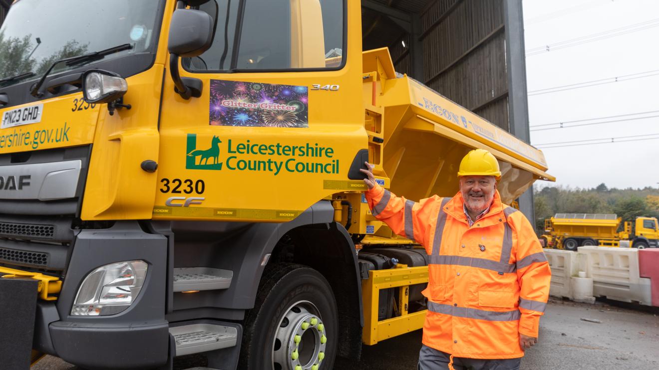 Cllr Ozzy O'Shea with a gritter
