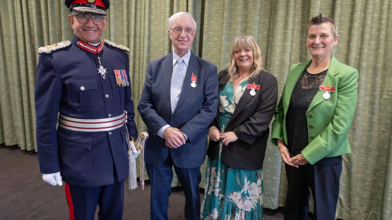 Lord-Lieutenant Mike Kapur with BEM recipients