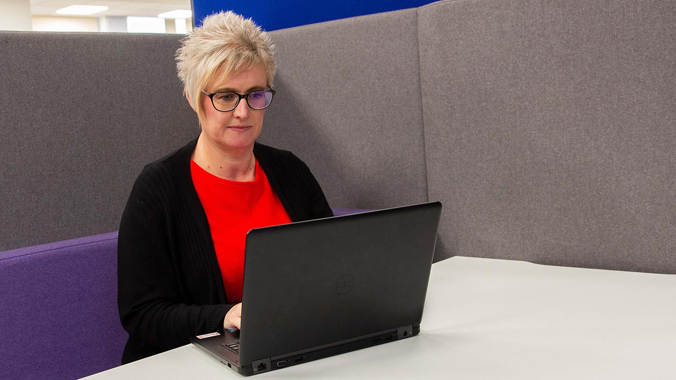 lady looking at laptop