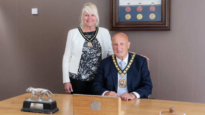 Chairman of Leicestershire County Council Joe Orson with his consort Sharon