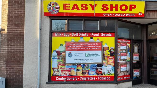 Easy Shop with Trading Standards closure poster in window