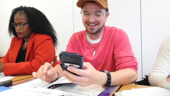 Two adult learners on their course
