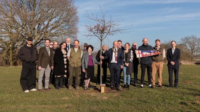Councillor Joe Orson plus Richard the third society members and officer