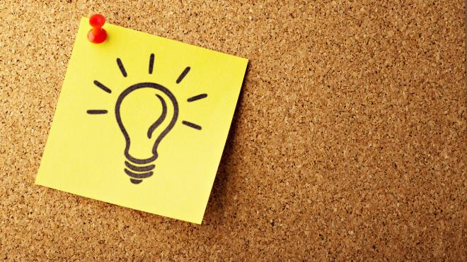 Light bulb post it note