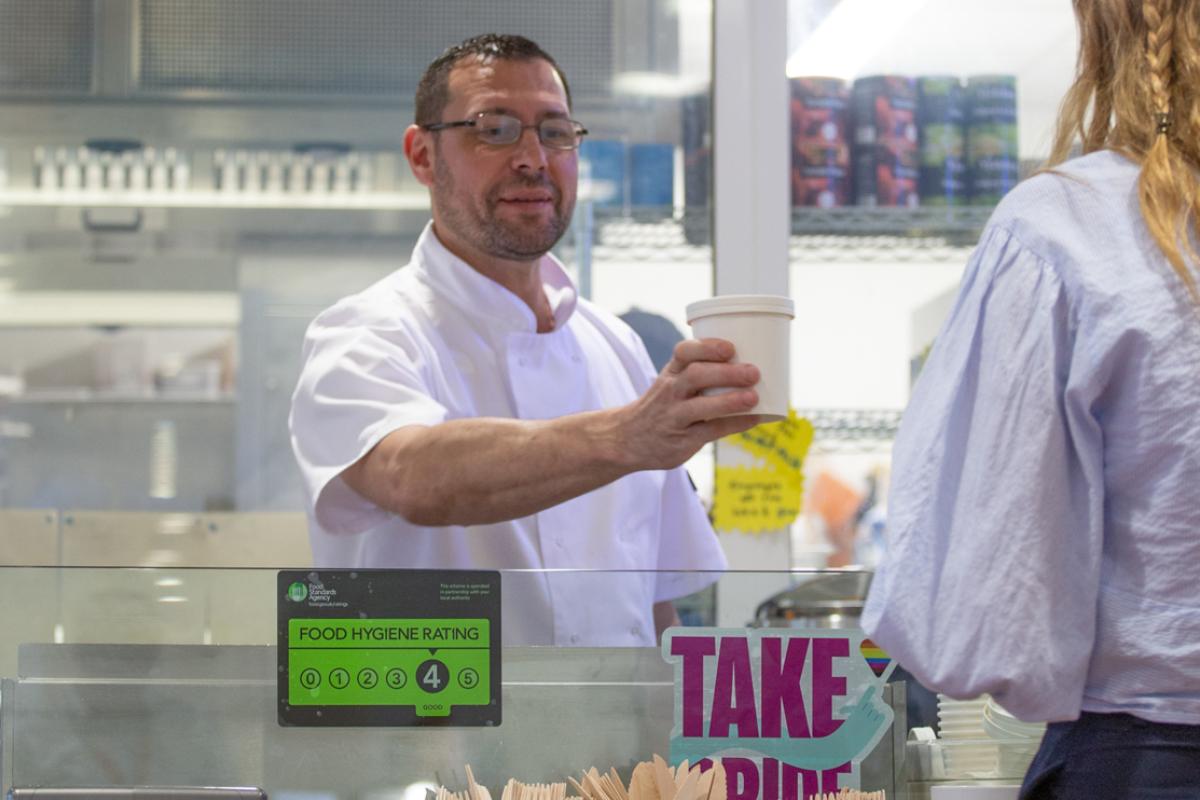 Man serving a customer