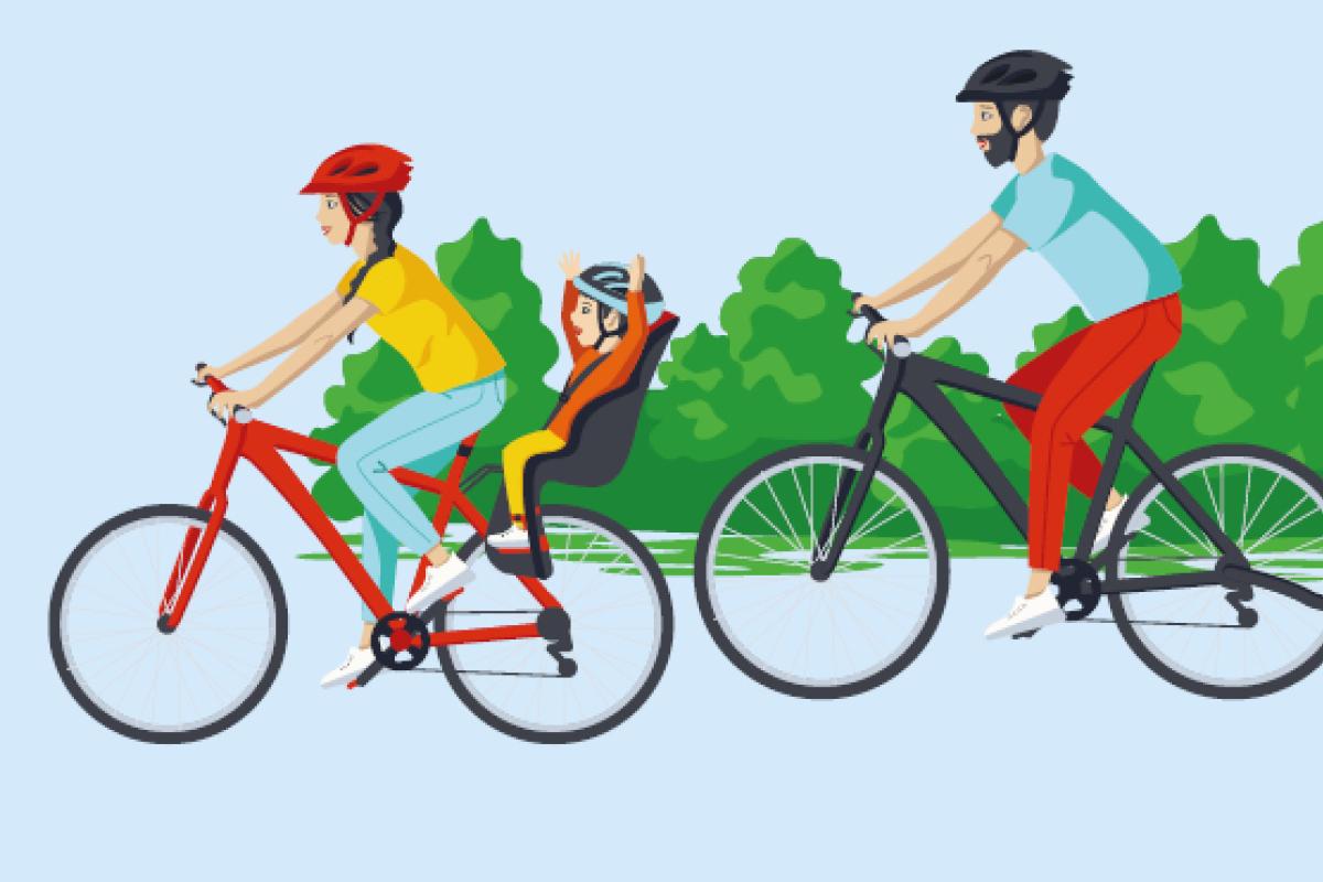 Illustration of two people cycling