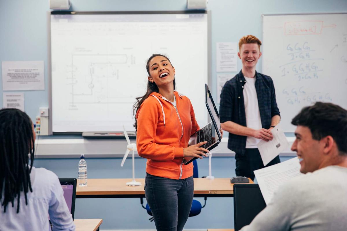 A group of young people in a school environment