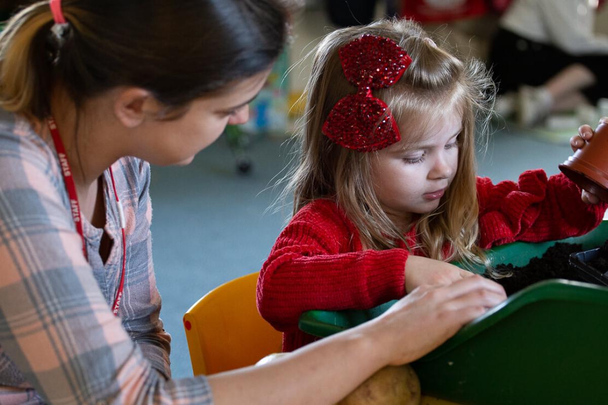 teacher and girl in class