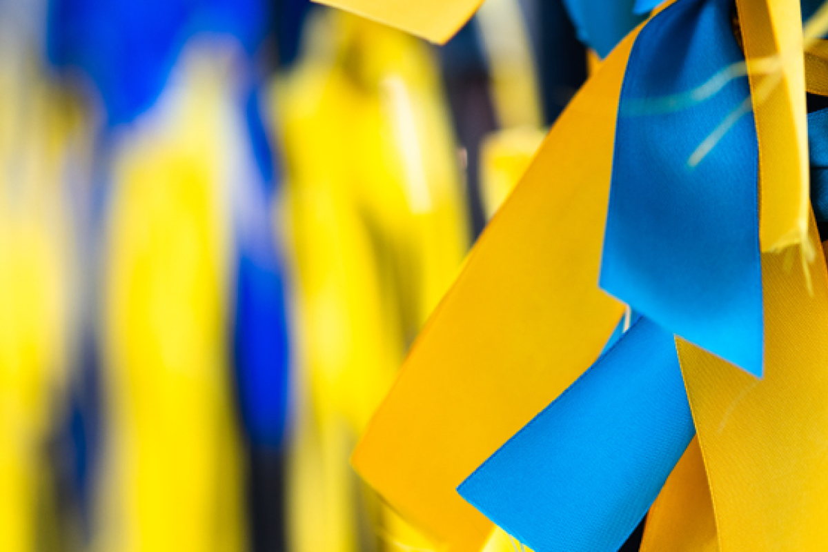 Fabric in the colours of the Ukrainian flag