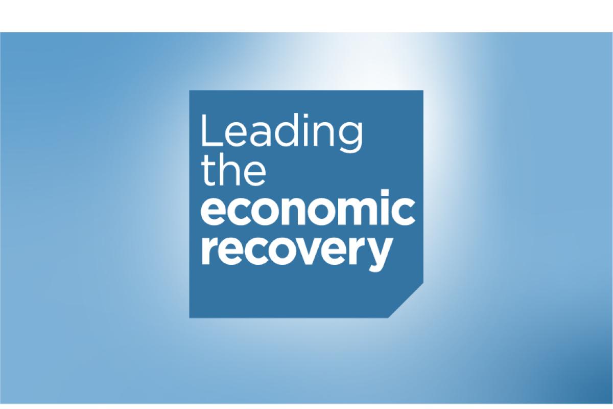 Leading the economic recovery banner