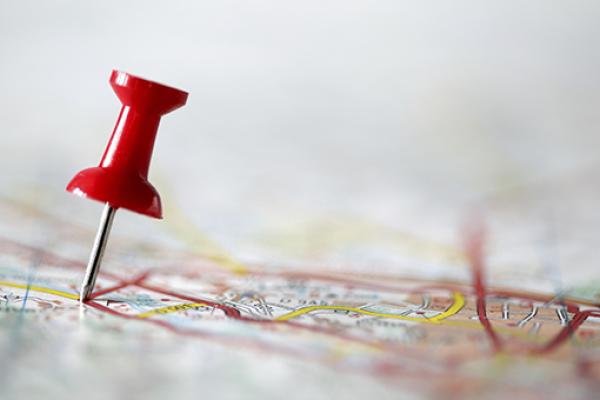 map with a pin in it